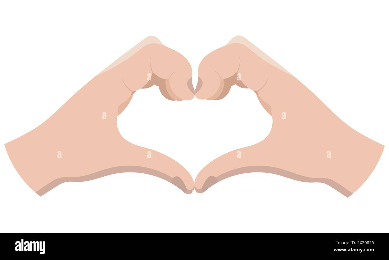 Two Hands in the shape of a heart in a cartoon style isolated on a white background Stock Vector