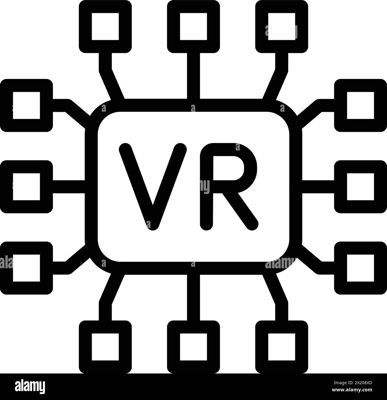 Digital world immersion system icon outline vector. Futuristic experience. Virtual reality projection Stock Vector