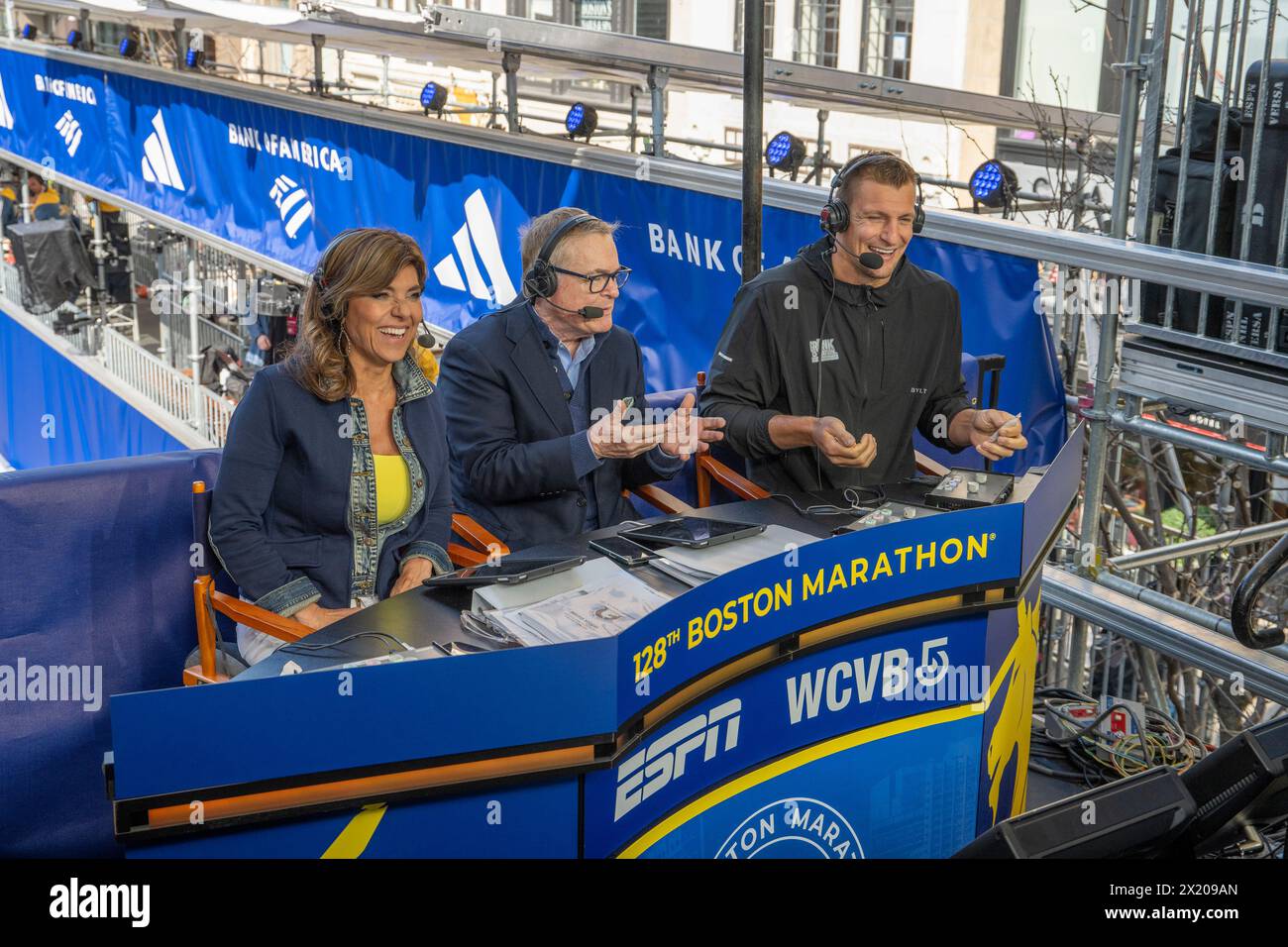 Boston, Massachusetts, USA April 15, 2024 WCVBTV anchors Maria