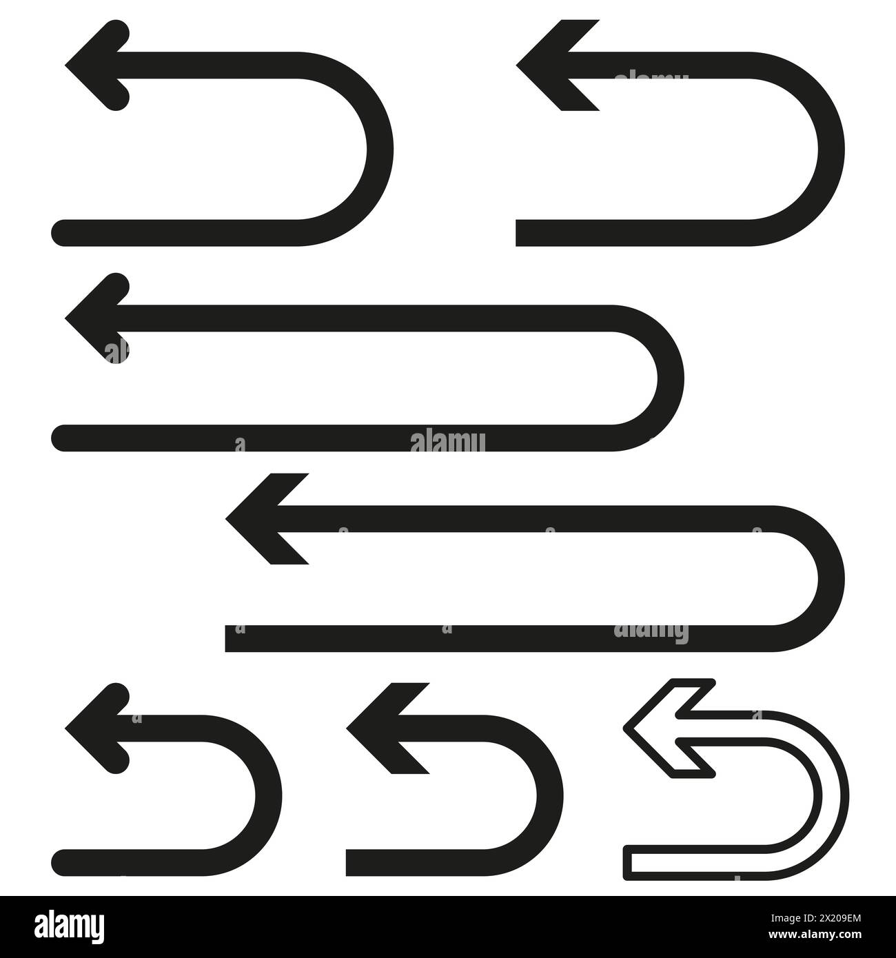 Return arrows set. Direction indicators collection. Undo symbols design. Vector illustration. EPS 10. Stock Vector