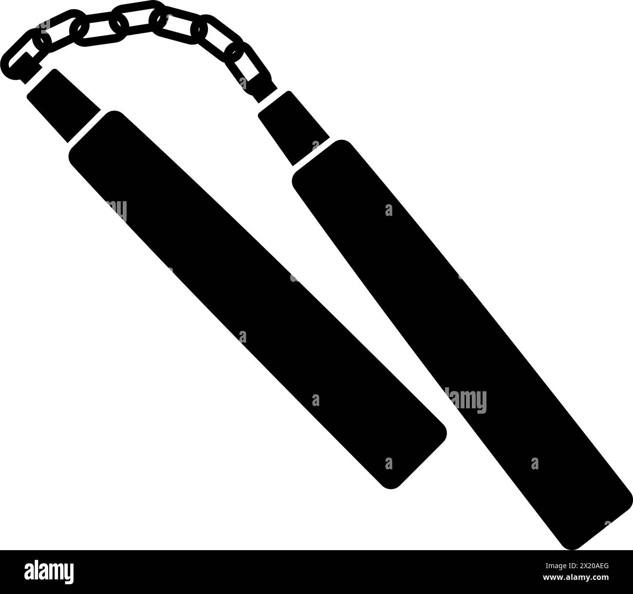 Martial arts weapons and equipment: nunchuck icon Stock Vector