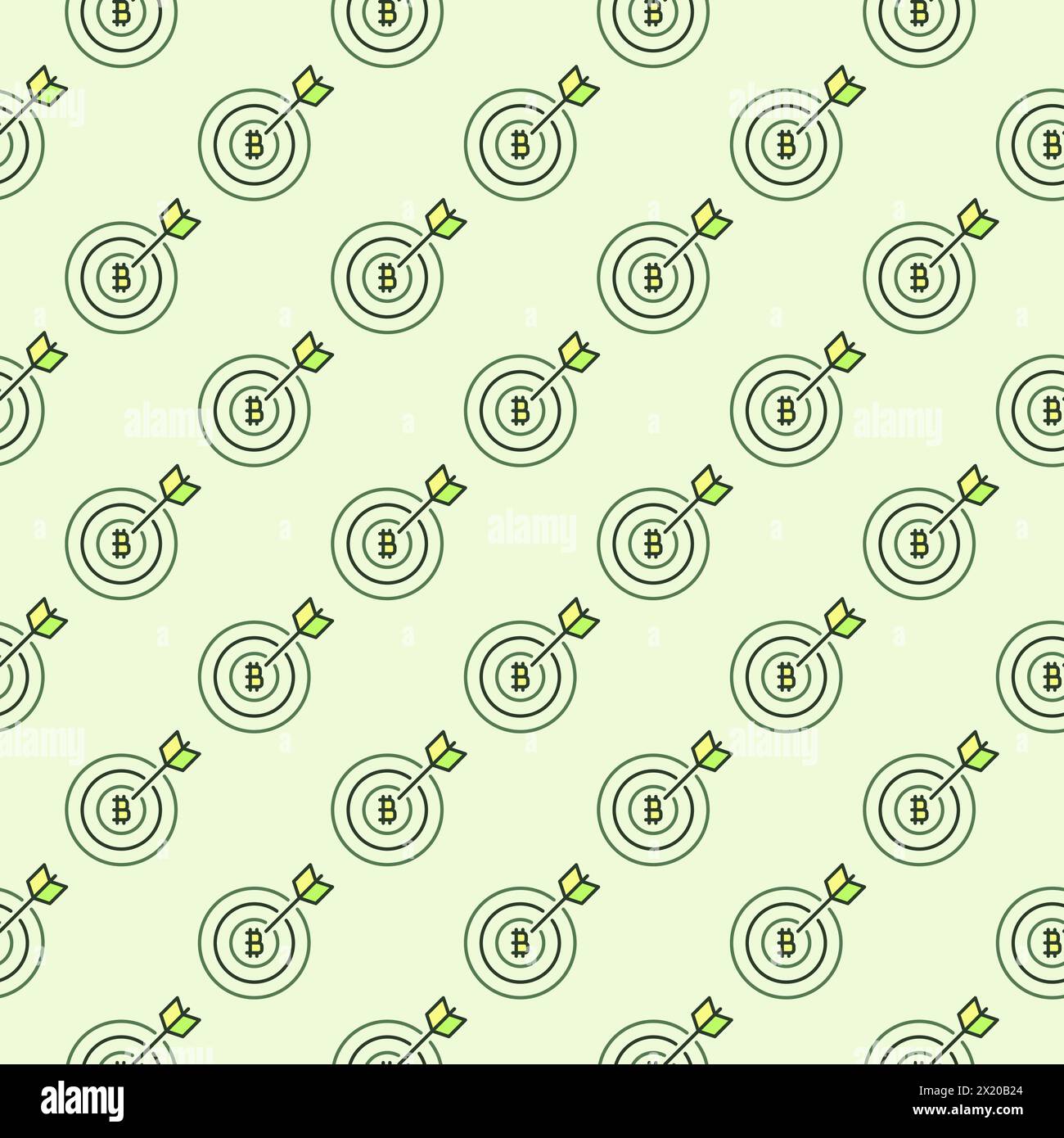 Arrow on Bitcoin Target vector Cryptocurrency concept colored seamless pattern Stock Vector