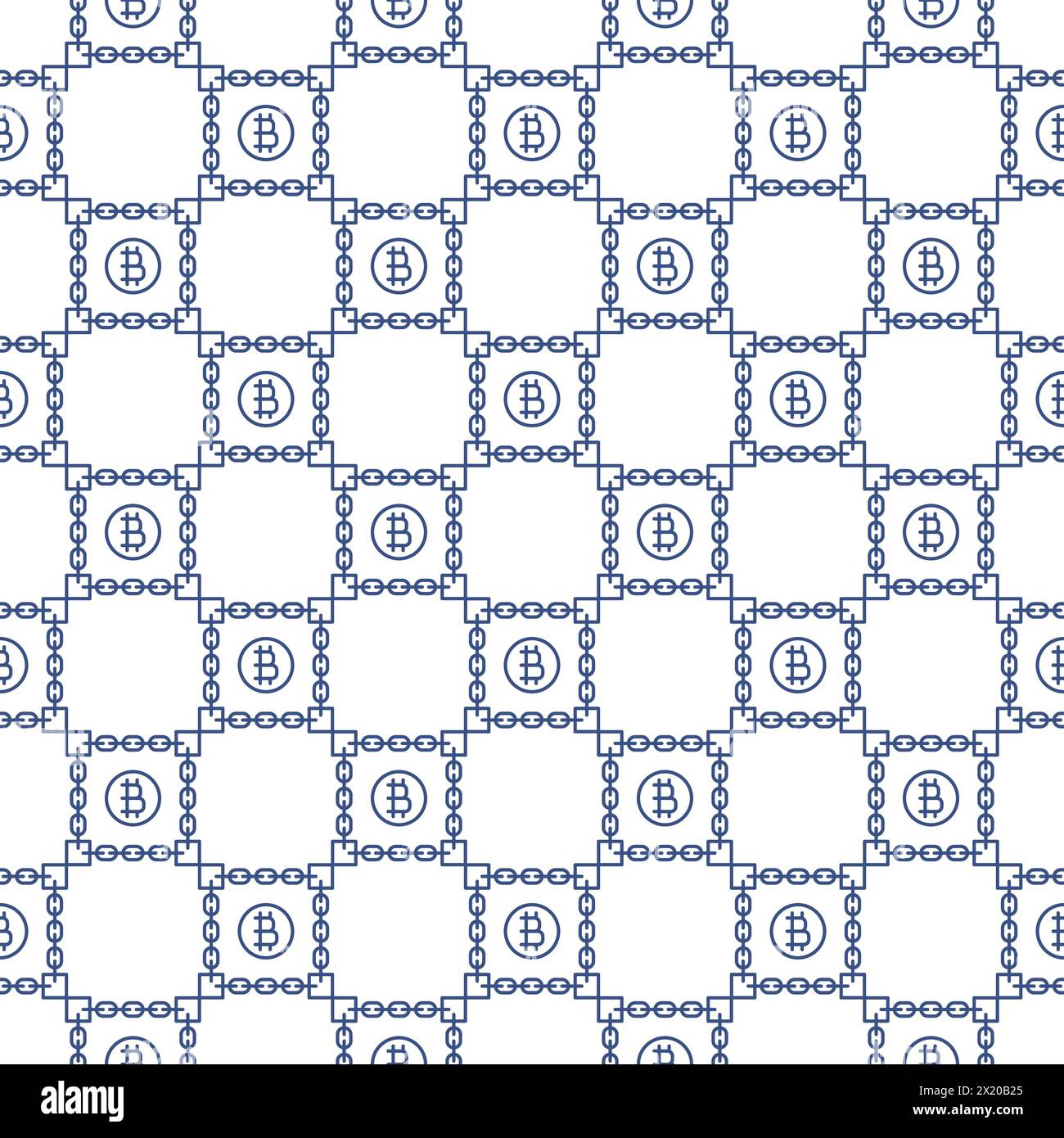 Bitcoin Blockchain Technology vector Cryptocurrency concept outline seamless pattern Stock Vector