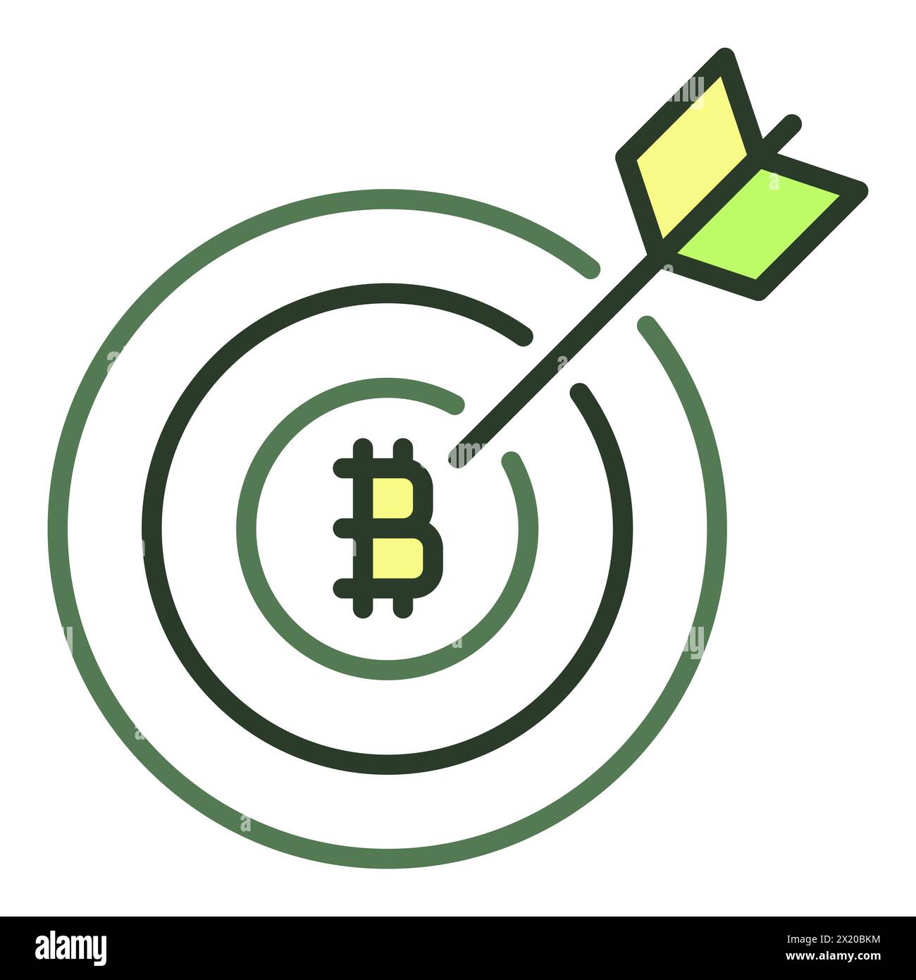 Arrow on Bitcoin Target vector Cryptocurrency concept colored icon or logo element Stock Vector
