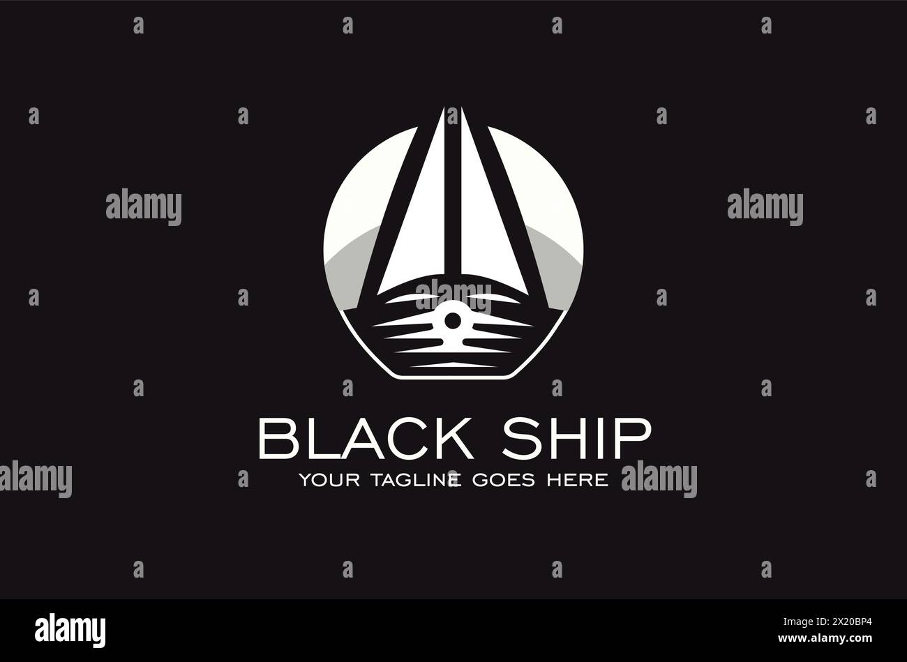 Boat ship sail Sailboat simple Sailing Travel Transport logo design on black background Stock Vector