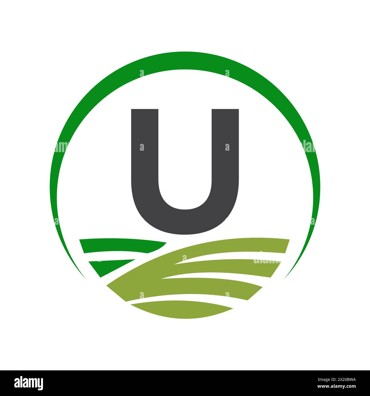 Agriculture Logo On Letter U Concept For Farming Symbol Stock Vector