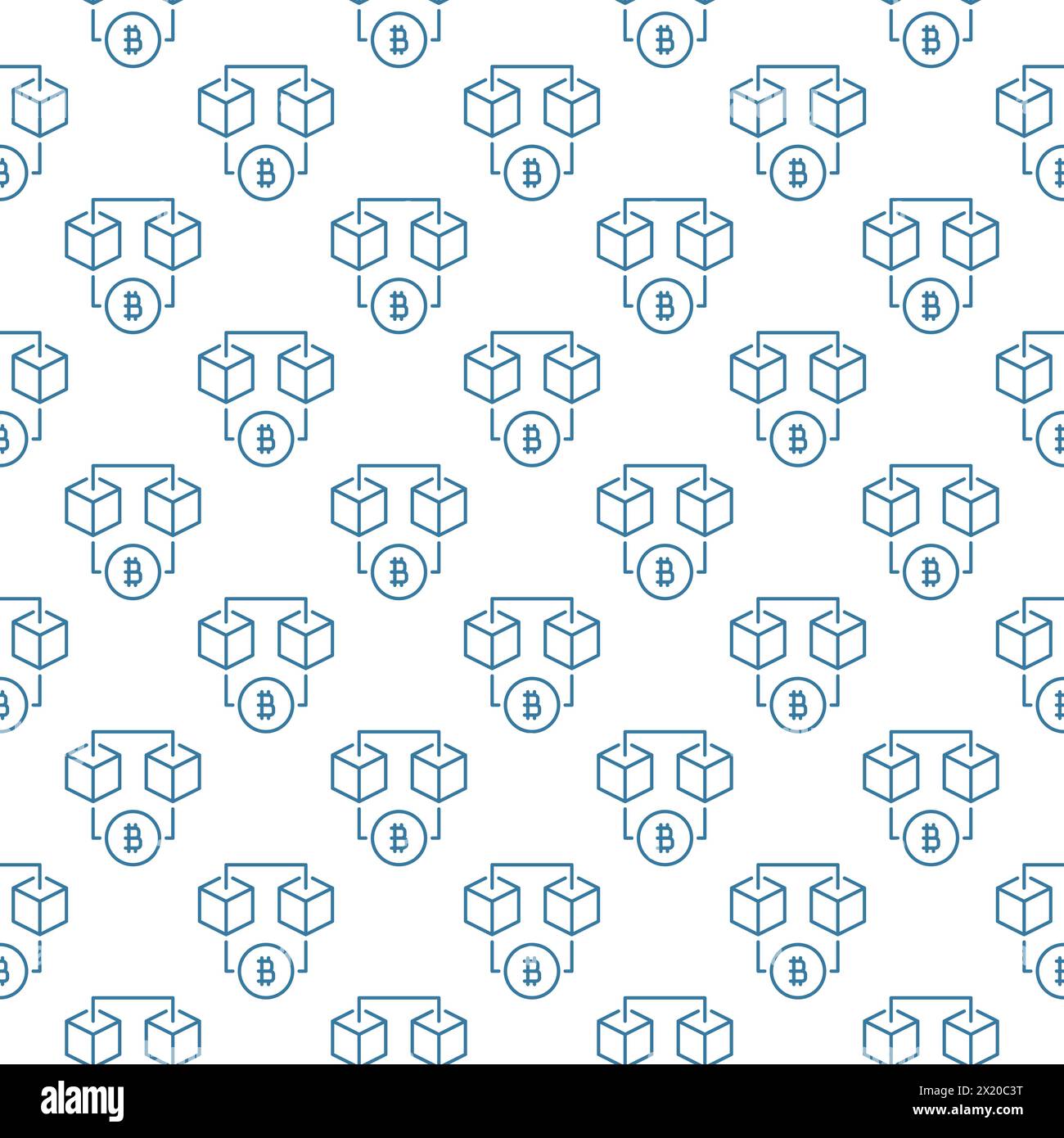 Bitcoin vector Blockchain Technology concept seamless pattern in thin line style Stock Vector
