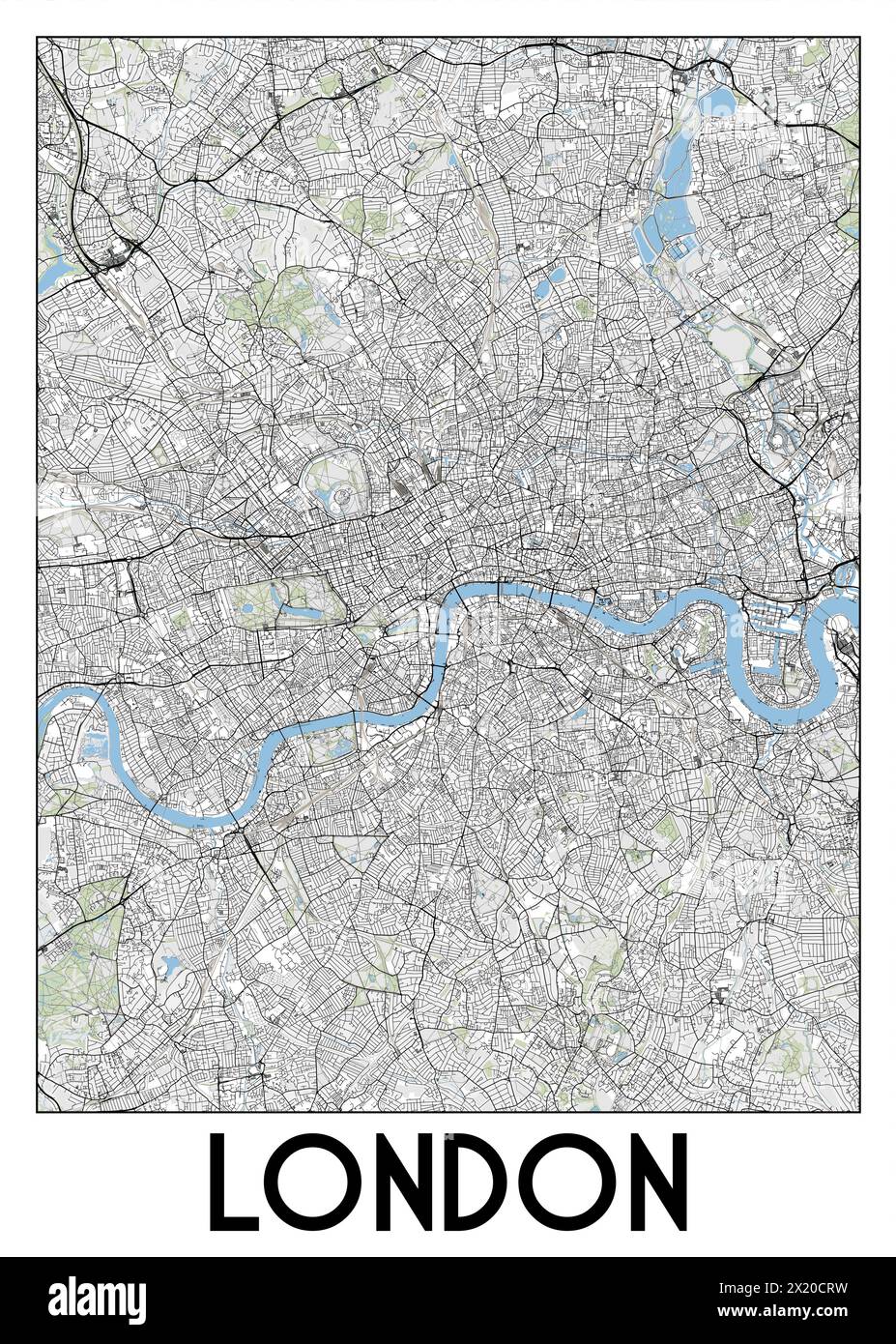London, UK map poster art Stock Vector