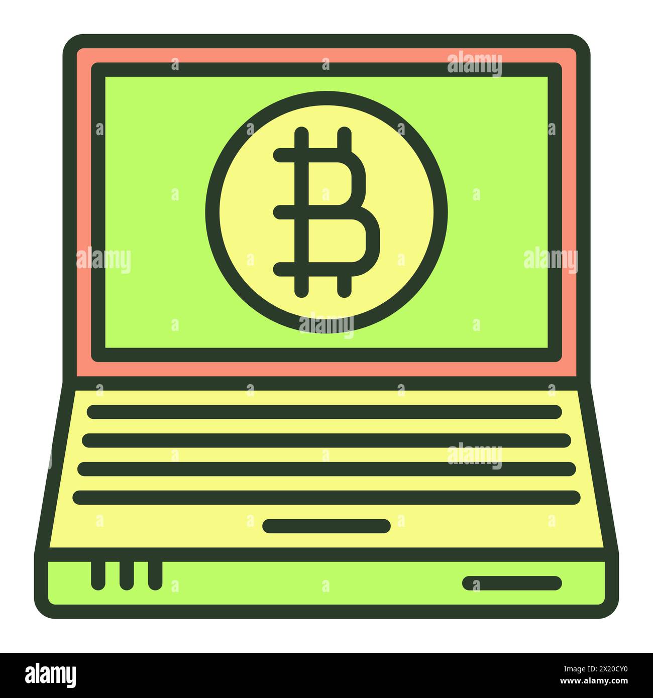 Bitcoin sign on Laptop Screen vector Cryptocurrency concept colored ...