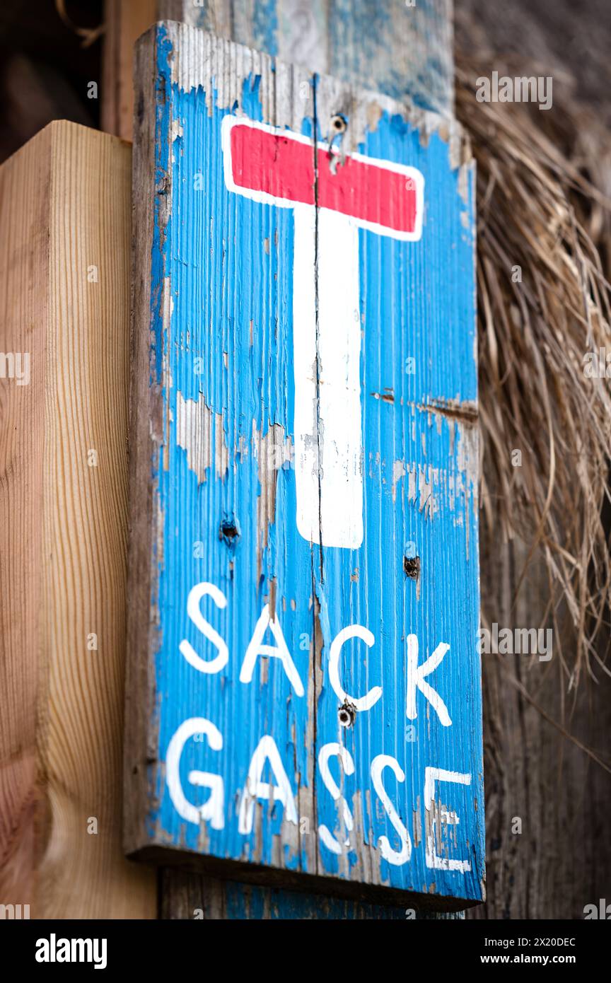 Strandpauli Impression wooden sign Sack Gasse, Hamburg, harbor, St.Pauli, Germany Stock Photo