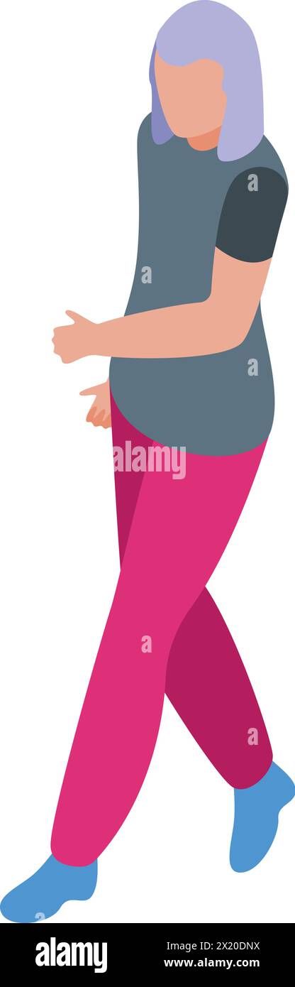 Woman fitness running icon isometric vector. Senior person. Outdoor workout Stock Vector