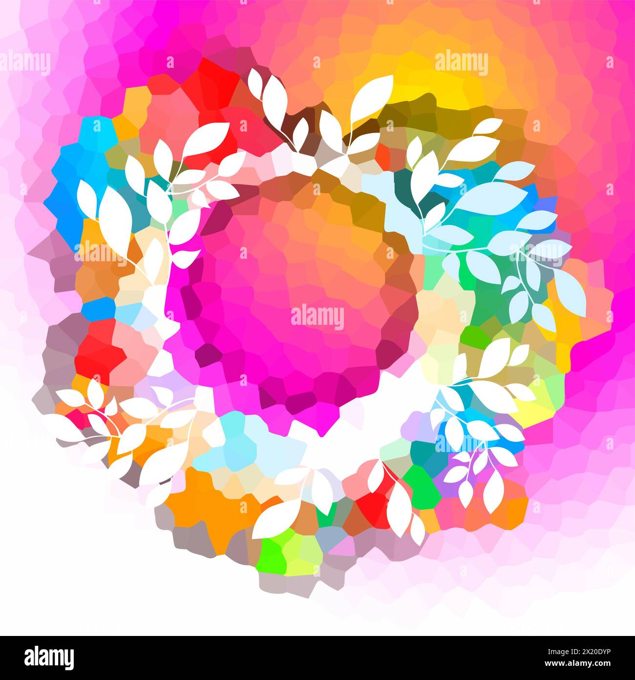 Colored frame with leaves. hand drawing. Not AI, Vector illustration Stock Vector