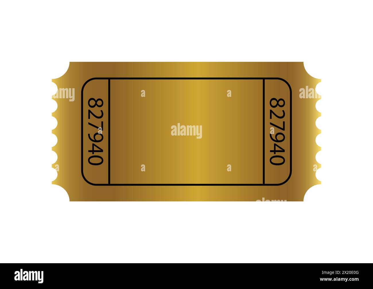 Blank golden ticket icon over white background. vector illustration Stock Vector
