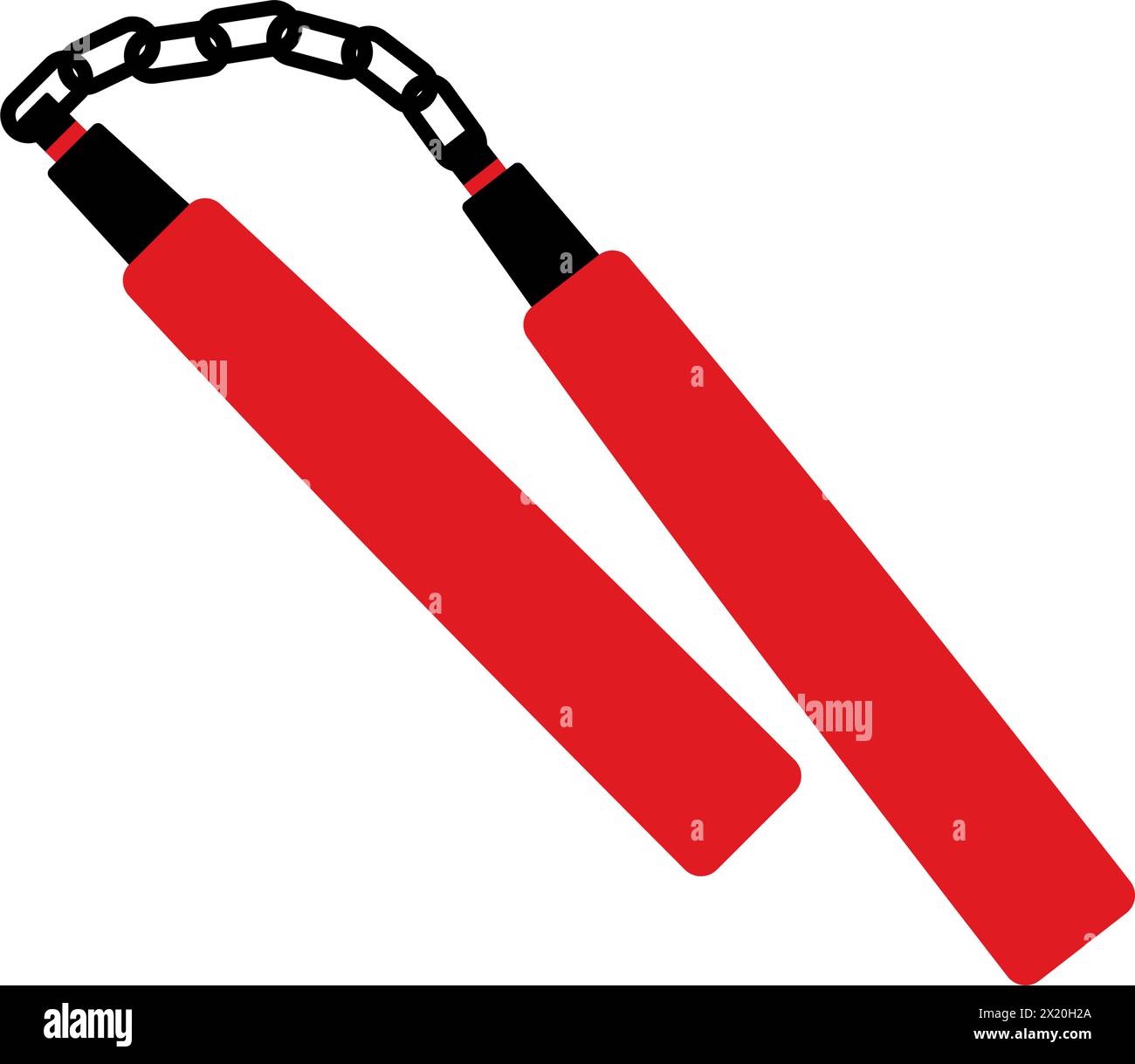 Martial arts weapons and equipment: nunchuck icon Stock Vector