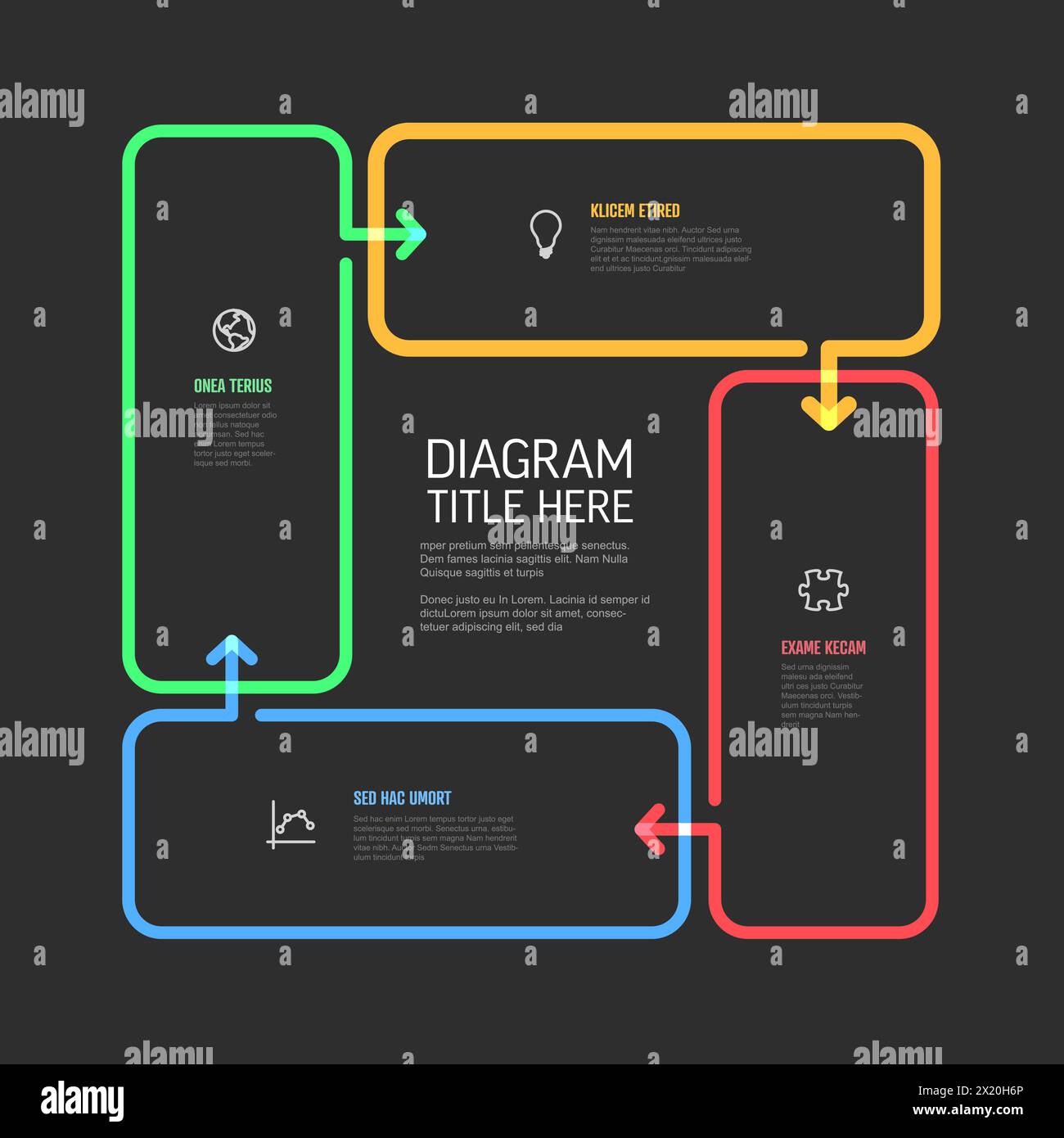 Four content rectangles with arrows in one big cycle multipurpose ...