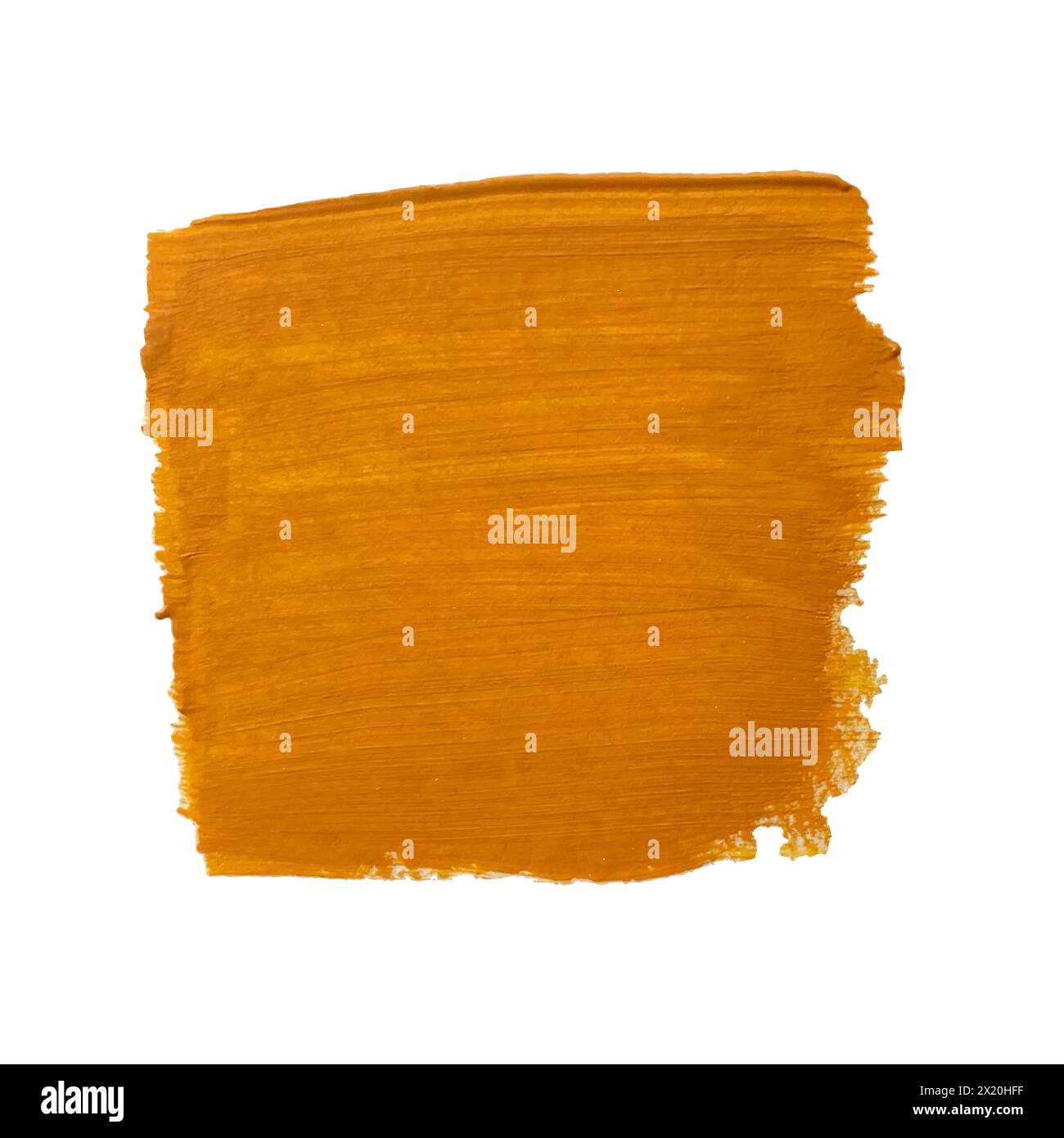 Acrylic brown orange texture, brush stroke, hand drawing isolated on white background. Vector illustration Stock Vector