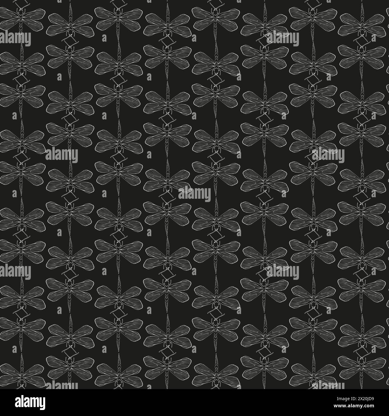 Butterflies black and white ink line vector symmetry seamless pattern background for textile, fabric, wallpaper, scrapbook. Insects with wings drawing Stock Vector