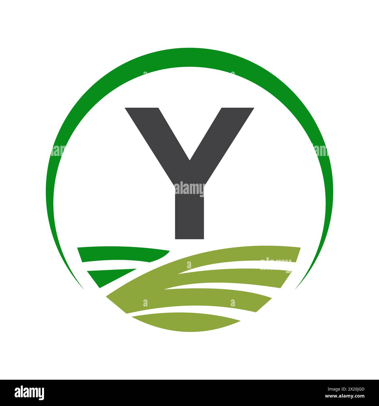 Agriculture Logo On Letter Y Concept For Farming Symbol Stock Vector