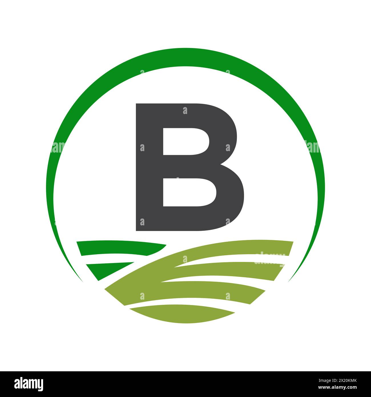 Agriculture Logo On Letter B Concept For Farming Symbol Stock Vector
