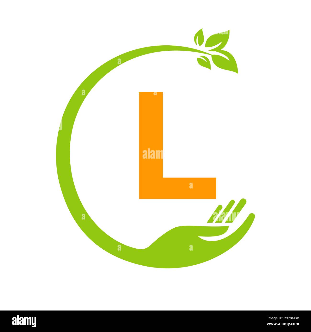 Eco Logo On Letter L Concept with Hand and Leaf Symbol. Recycle Sign ...
