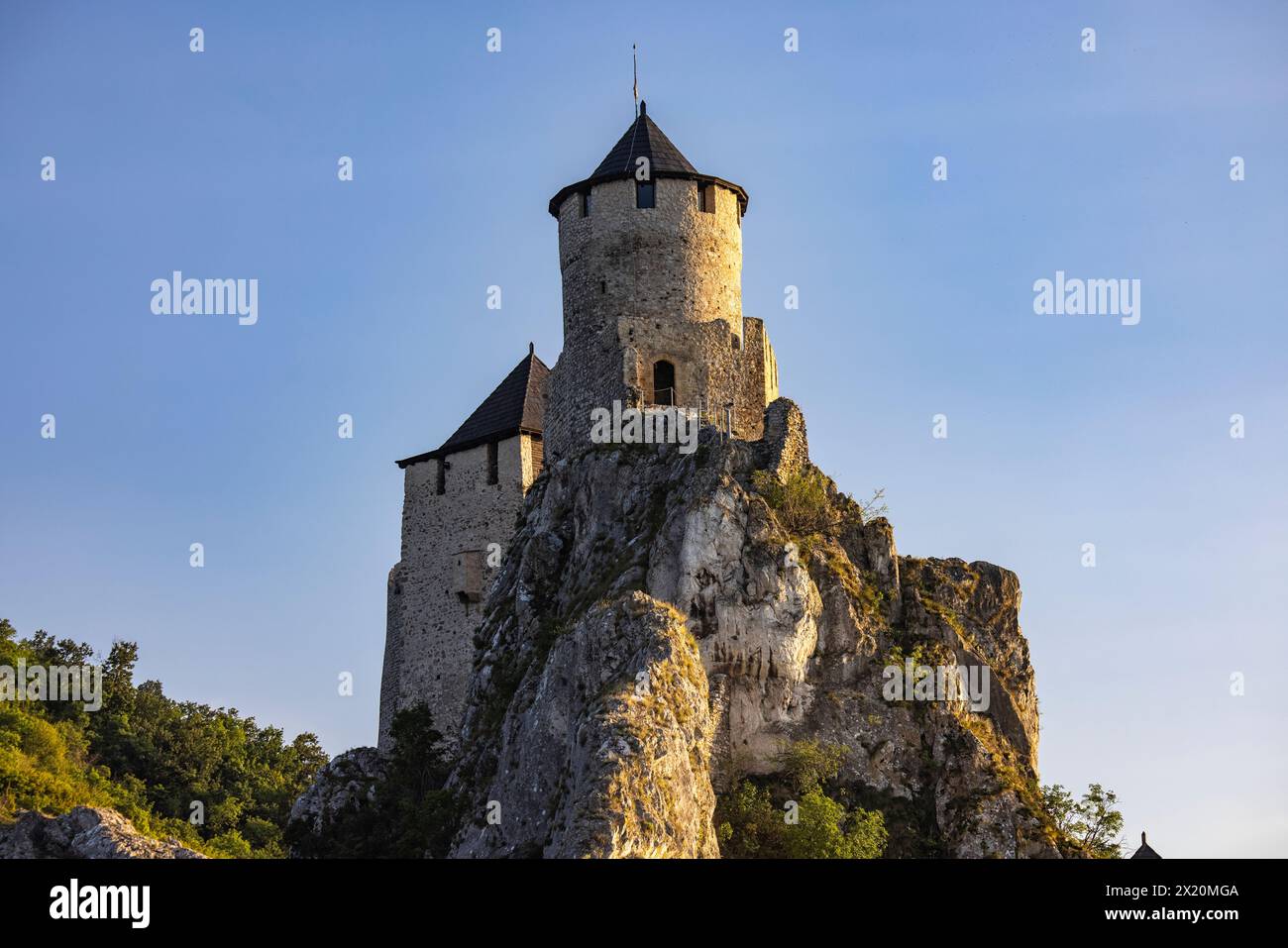 Tower of the Golubac Fortress in the Iron Gates gorge of the Danube, Golubac, Braničevo, Serbia, Europe Stock Photo