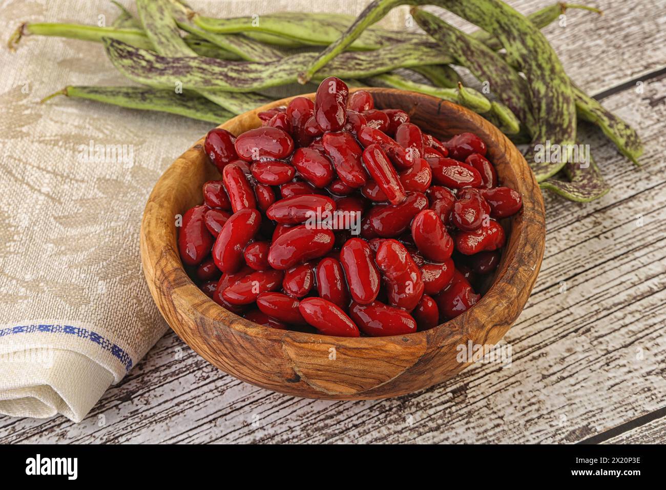 Baked red canned bean snack in the bowl Stock Photo - Alamy