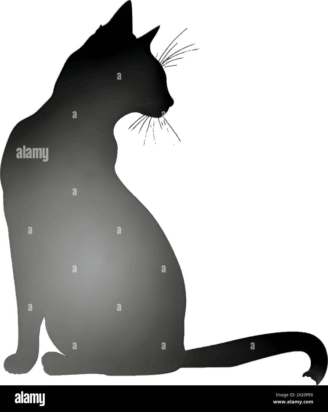 Vector illustration of a cat in black silhouette against a clean white background, capturing graceful forms. Stock Vector