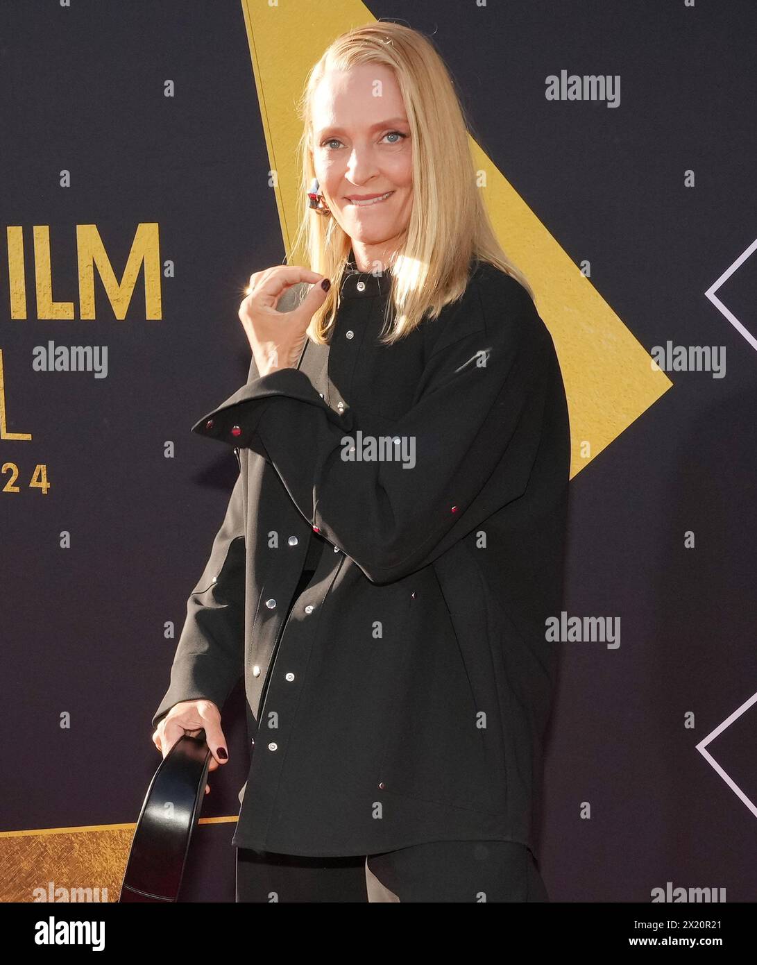 Los Angeles, USA. 18th Apr, 2024. Uma Thurman arrives at the 2024 TCM Classic Film Festival Opening Night of PULP FICTION held at the TCL Chinese Theatre in Hollywood, CA on Thursday, ?April 18, 2024. (Photo By Sthanlee B. Mirador/Sipa USA) Credit: Sipa USA/Alamy Live News Stock Photo