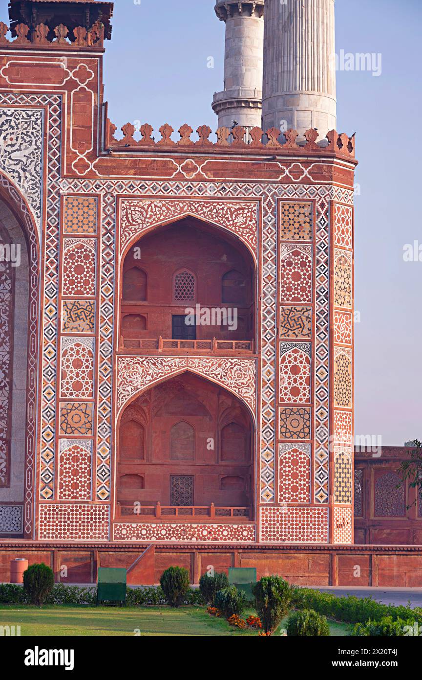 South gate of Akbar's Tomb, Sikandra, Agra, Uttar Pradesh, India. Partial view Stock Photo