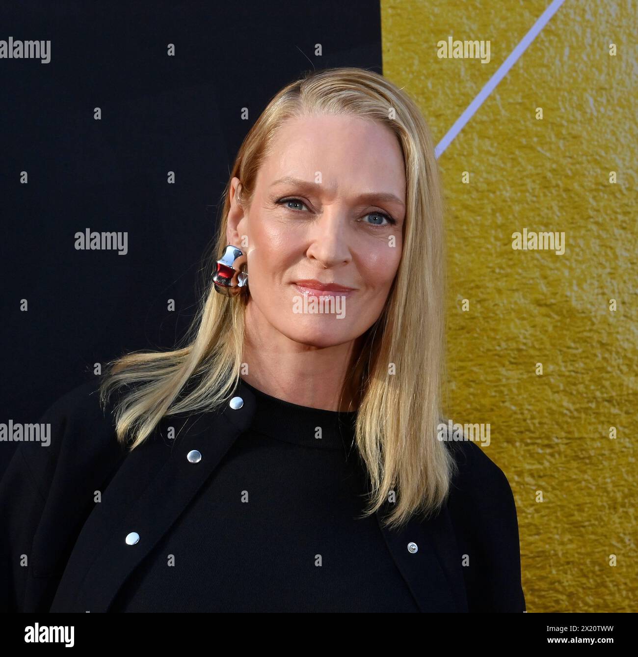 Los Angeles, United States. 18th Apr, 2024. Uma Thurman attends the TCM Classic Film Festival opening night and 30th anniversary presentation of 'Pulp Fiction' at the TCL Chinese Theatre in the Hollywood section of Los Angeles on Thursday, April 18, 2024. Photo by Jim Ruymen/UPI Credit: UPI/Alamy Live News Stock Photo