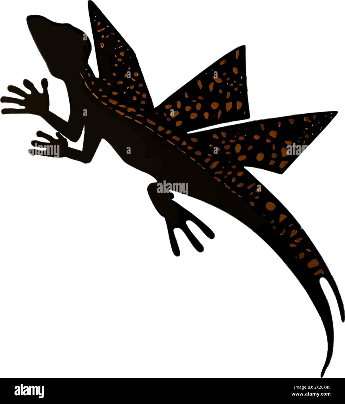 Vector Illustration Of A Lizard In Black Silhouette Against A Clean 