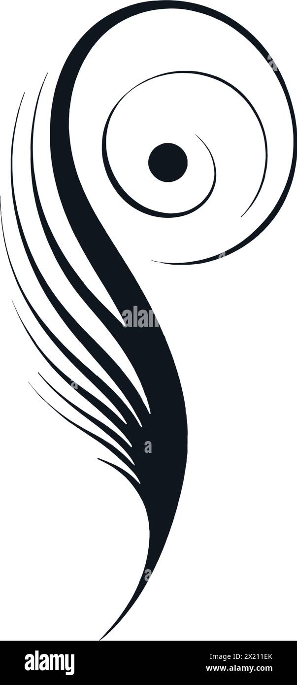 Vector illustration of an abstract circle and lines in black silhouette against a clean white background, capturing graceful forms of this vector. Stock Vector