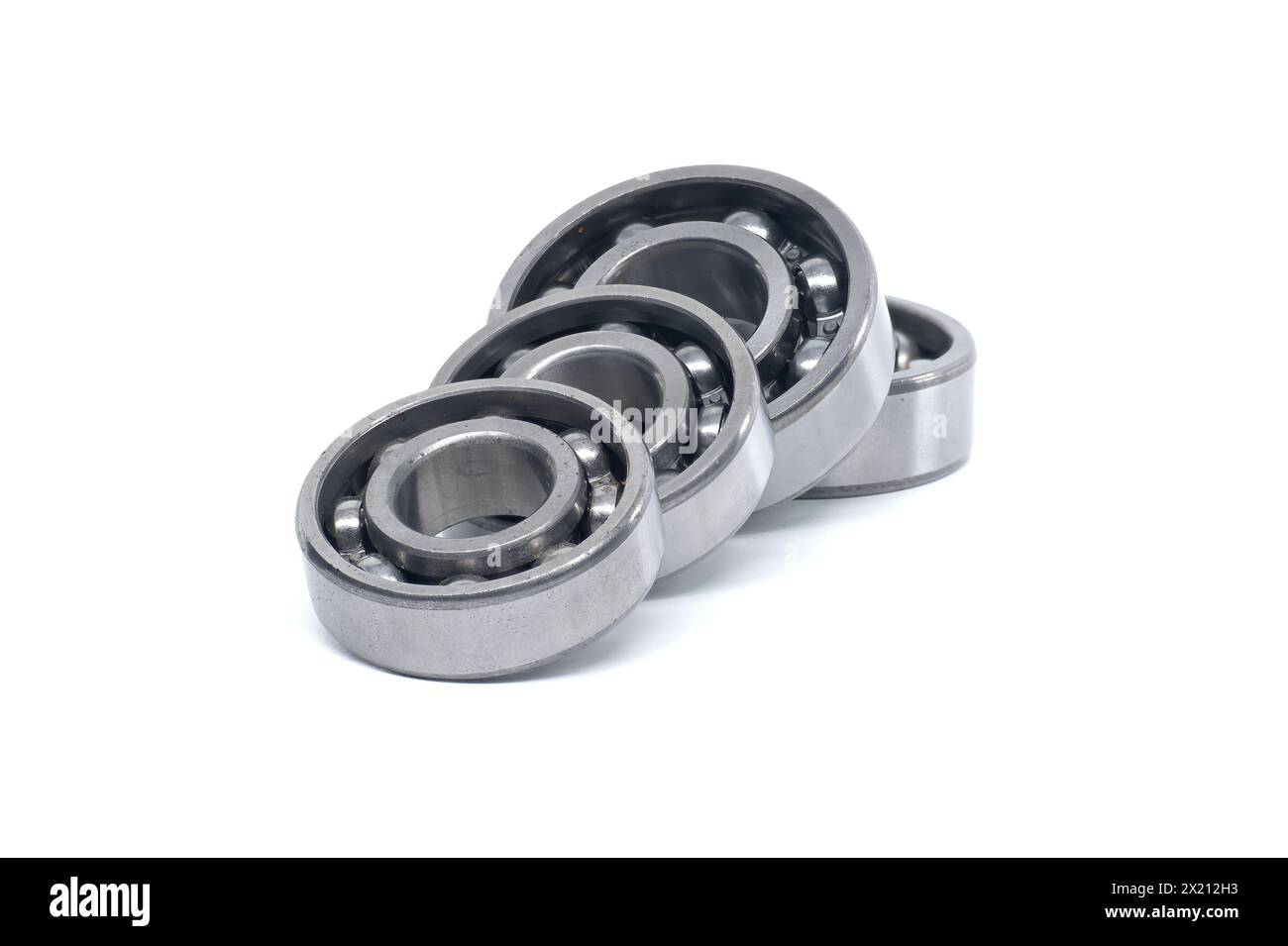 Array of deep groove ball bearing without seal isolated on white