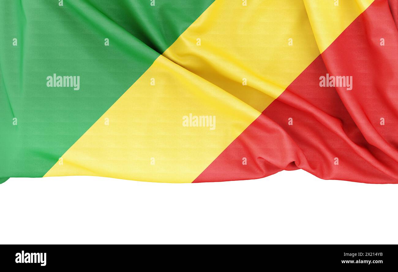 Flag of the Republic of Congo isolated on white background with copy ...