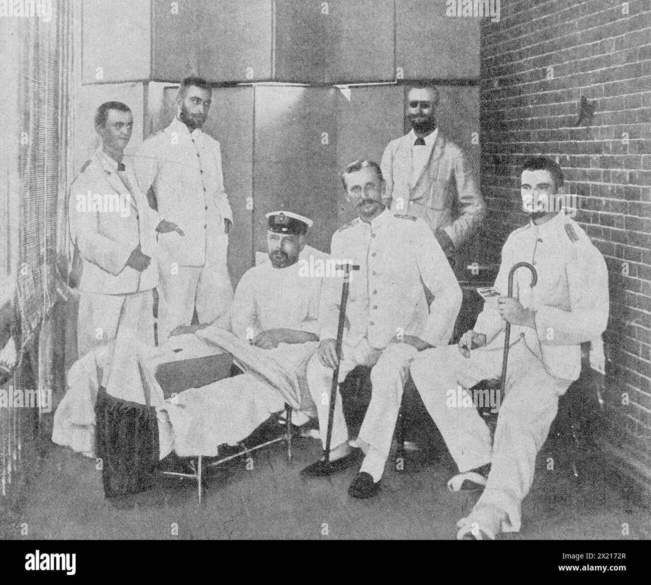 Boxer Rebellion 1900, seriously injured German naval officers, sick bay, City of Yokohama, ADDITIONAL-RIGHTS-CLEARANCE-INFO-NOT-AVAILABLE Stock Photo