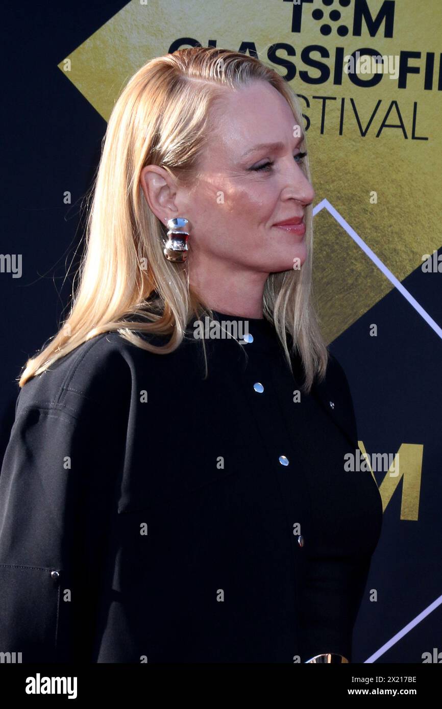 LOS ANGELES - APR 18:  Uma Thurman at the 2024 TCM Classic Film Festival Opening Night - 30th Anniversary Presentation Of 'Pulp Fiction' at the TCL Ch Stock Photo
