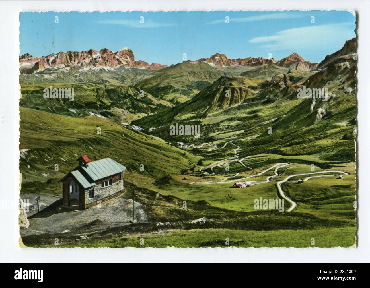 geography / travel, Italy, mounts, Dolomites, Pordoi Pass, picture postcard, circulated 1960, ADDITIONAL-RIGHTS-CLEARANCE-INFO-NOT-AVAILABLE Stock Photo