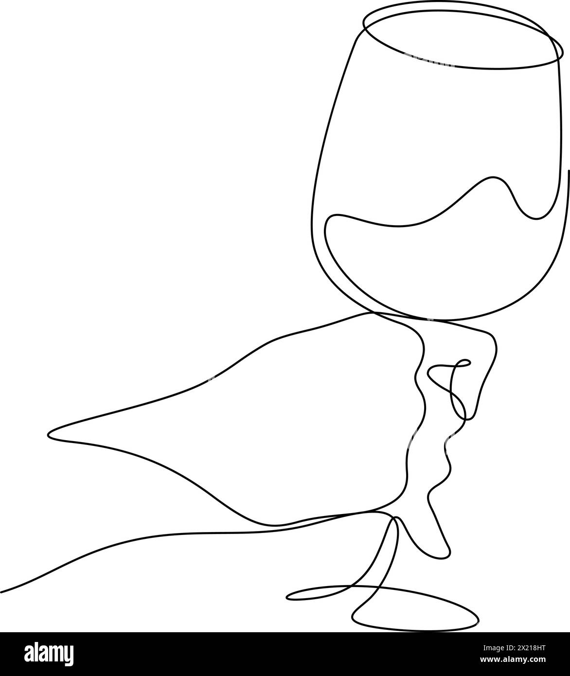 wine glass celebratory toast cheers hand drawn one line continuous vector illustration Stock Vector