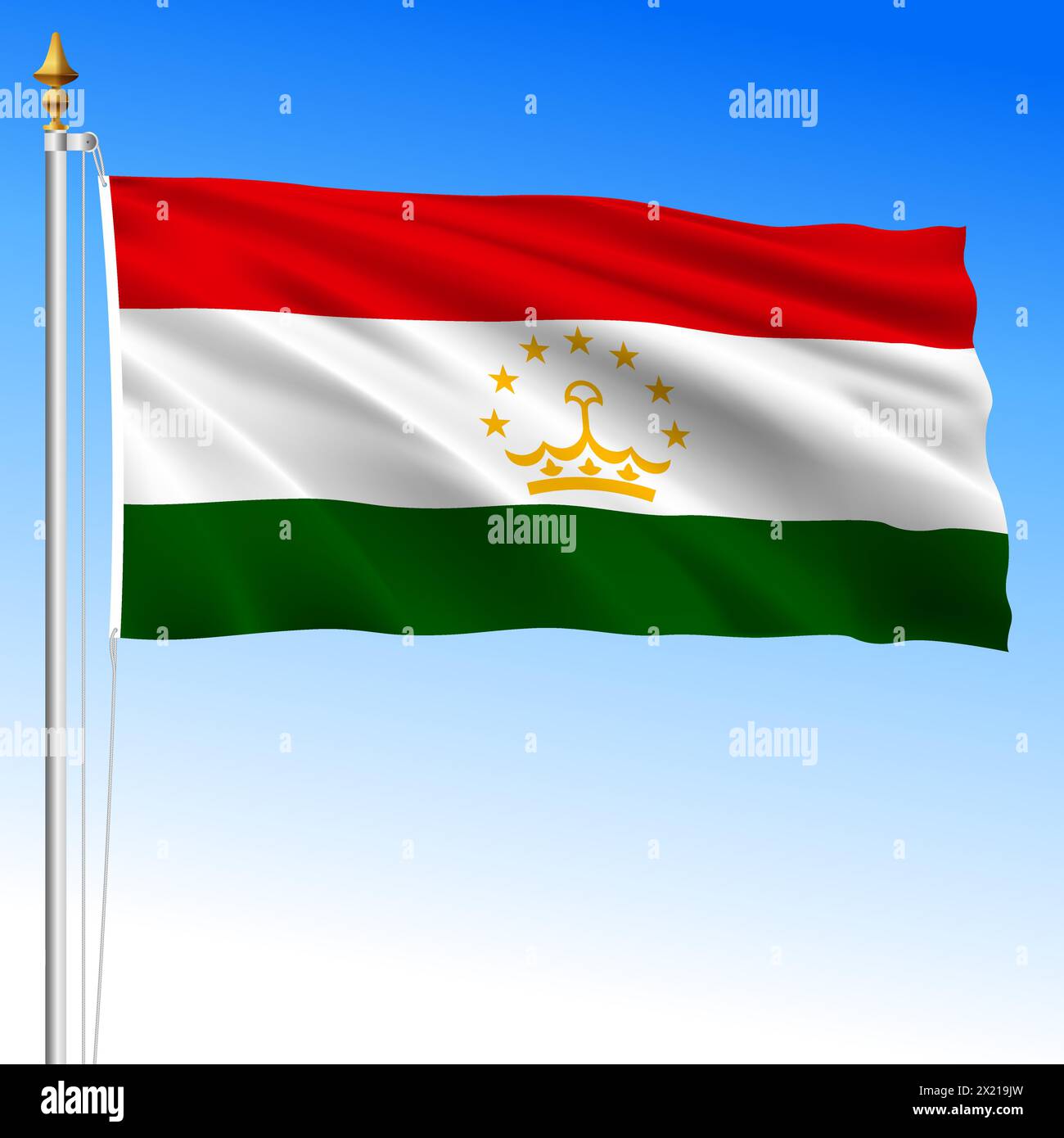 Tajikistan, official national waving flag, asiatic country, vector illustration Stock Vector