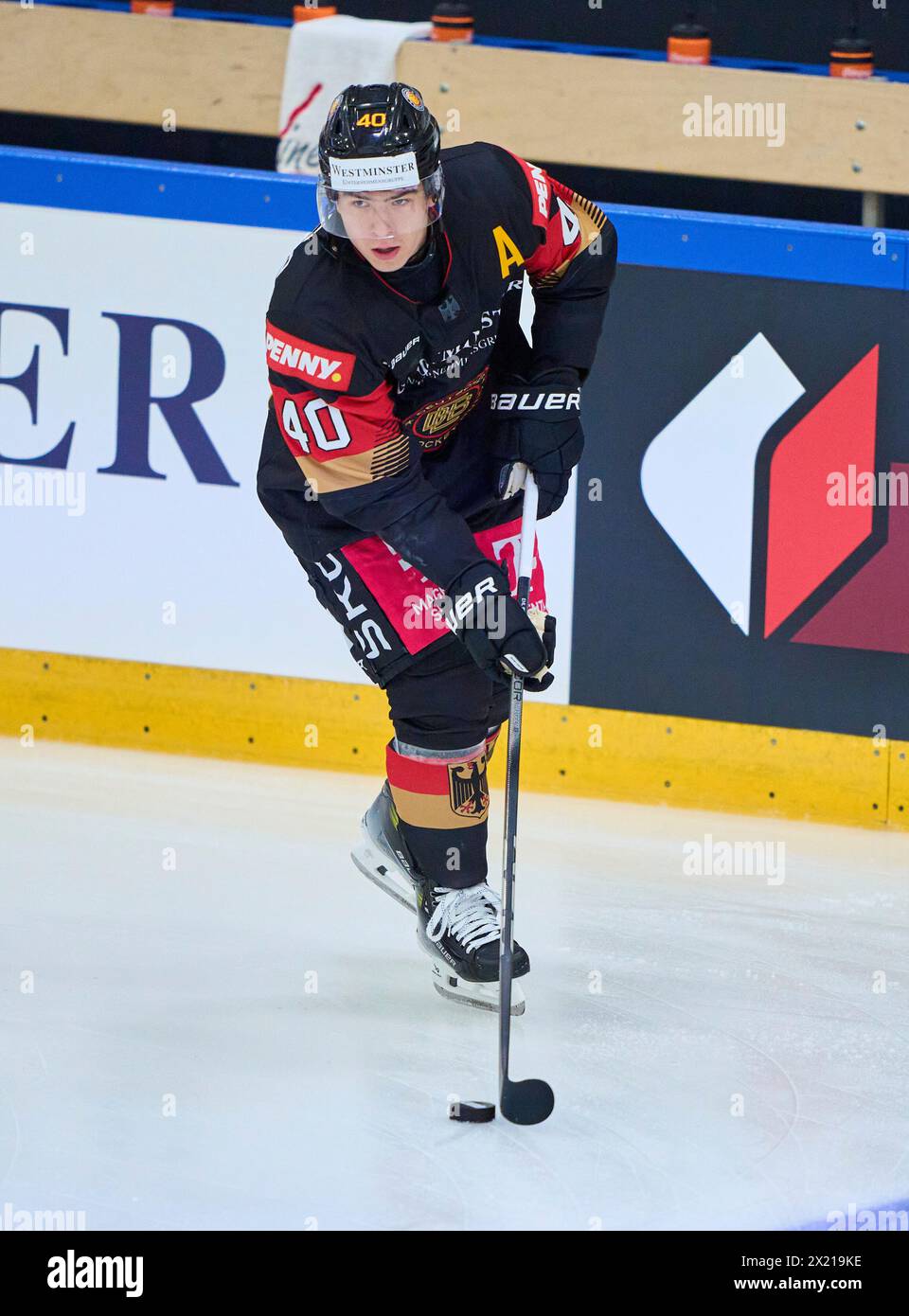 Alexander EHL Nr.40 of Germany  in the match GERMANY - SLOVAKIA 7-3 Friendly match DEB ICE HOCKEY, World Championship 2024 preparation in Kaufbeuren Germany, Apr 18, 2024,  Season 2023/2024, Slowakei,  Photographer: ddp images / star-images Stock Photo