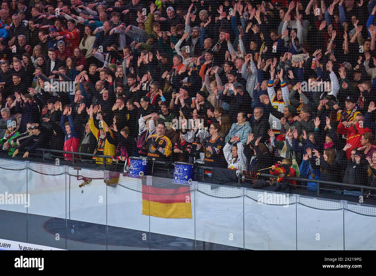 DEB fans in the match GERMANY - SLOVAKIA 7-3 Friendly match DEB ICE HOCKEY, World Championship 2024 preparation in Kaufbeuren Germany, Apr 18, 2024,  Season 2023/2024, Slowakei,  Photographer: ddp images / star-images Stock Photo