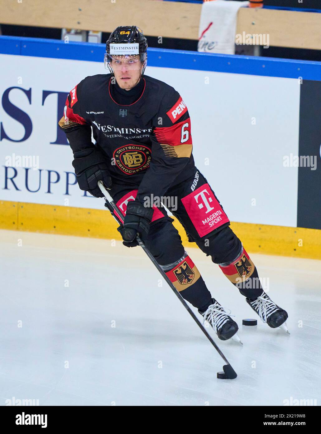 Marcus Weber, Nr. 64 of Germany  in the match GERMANY - SLOVAKIA 7-3 Friendly match DEB ICE HOCKEY, World Championship 2024 preparation in Kaufbeuren Germany, Apr 18, 2024,  Season 2023/2024, Slowakei,  Photographer: ddp images / star-images Stock Photo