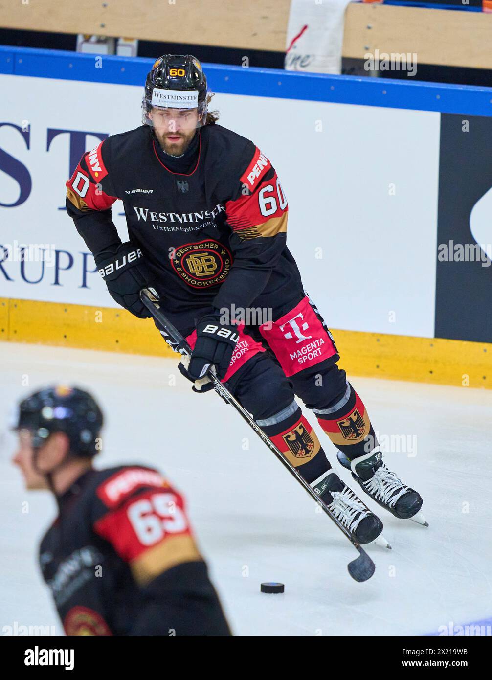 Wojciech Stachowiak, DEB 60  in the match GERMANY - SLOVAKIA 7-3 Friendly match DEB ICE HOCKEY, World Championship 2024 preparation in Kaufbeuren Germany, Apr 18, 2024,  Season 2023/2024, Slowakei,  Photographer: ddp images / star-images Stock Photo