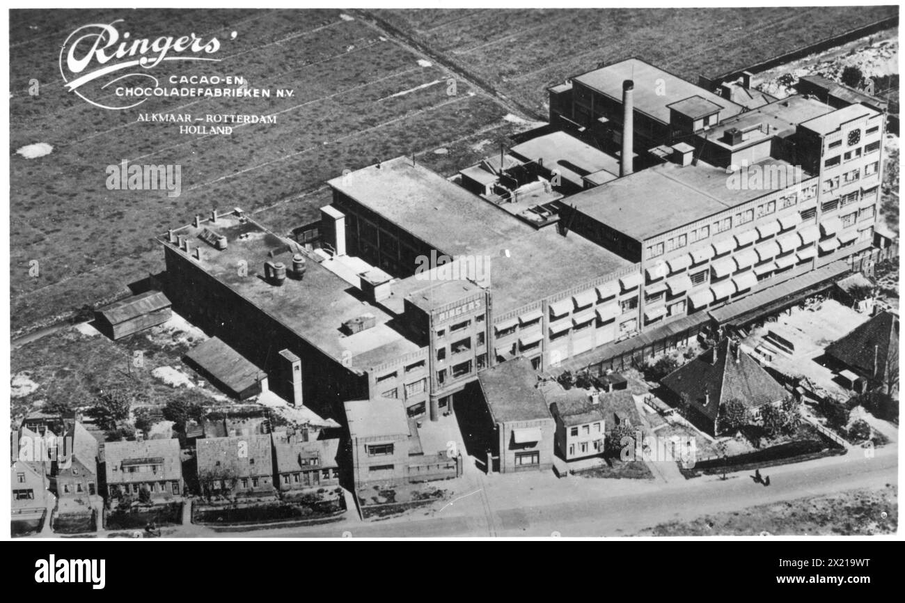 industry, food, Ringers cocoa- and chocolate factory, Alkmaar, view above, picture postcard, ADDITIONAL-RIGHTS-CLEARANCE-INFO-NOT-AVAILABLE Stock Photo