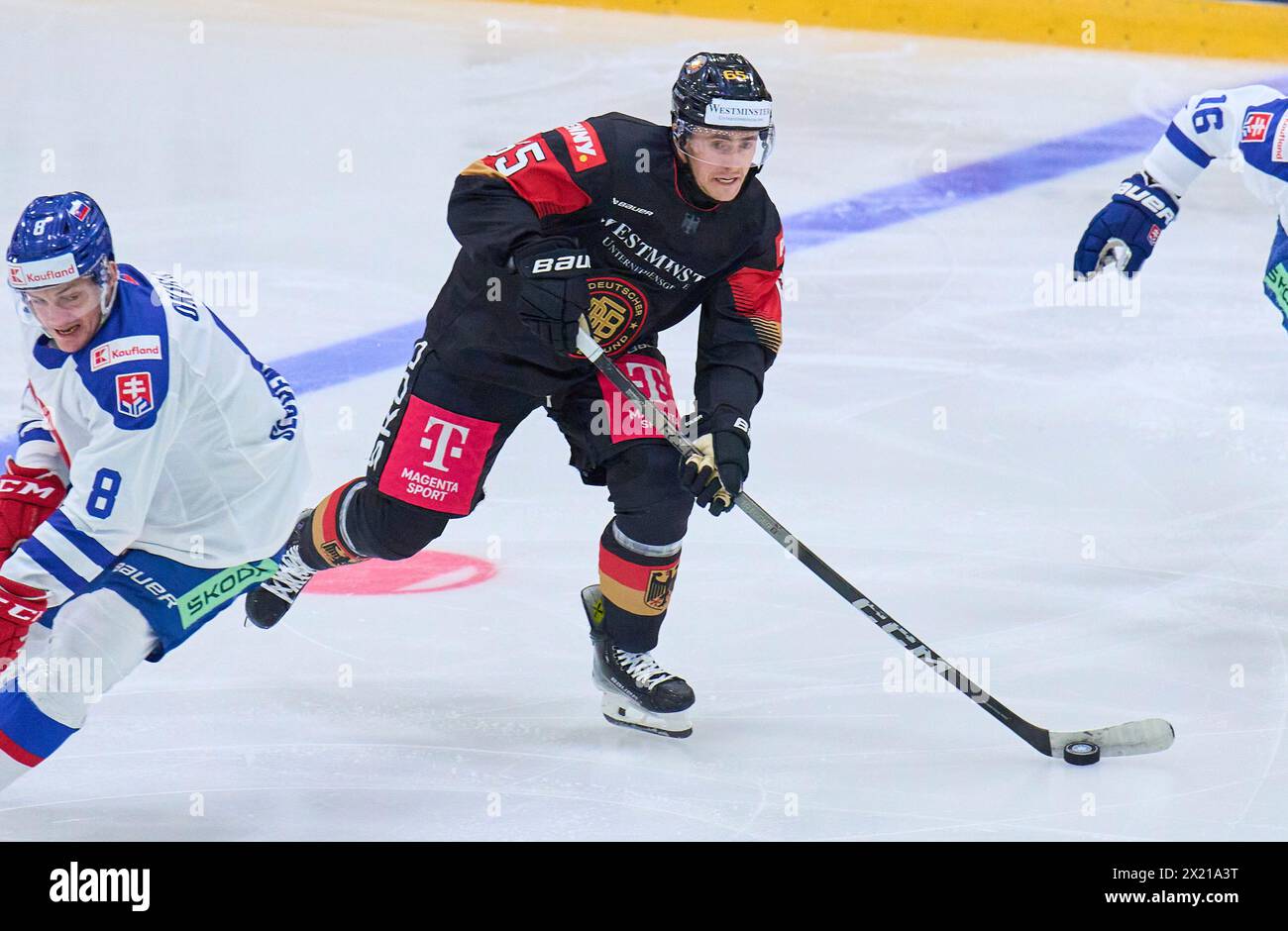 Marc MICHAELIS Nr.65 of Germany  in the match GERMANY - SLOVAKIA 7-3 Friendly match DEB ICE HOCKEY, World Championship 2024 preparation in Kaufbeuren Germany, Apr 18, 2024,  Season 2023/2024, Slowakei,  Photographer: ddp images / star-images Stock Photo