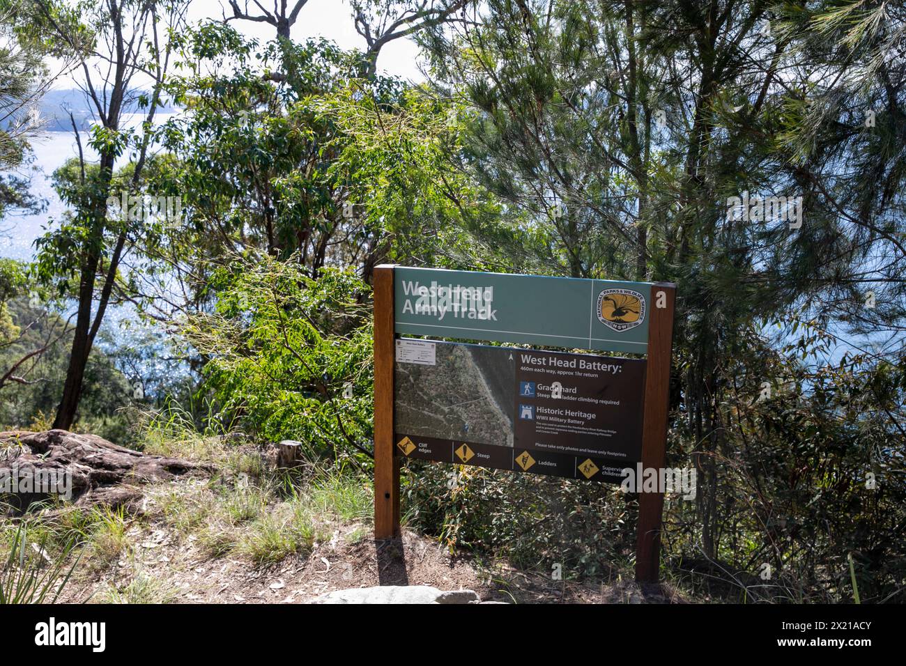 West Head Army Track and battery with WW2 historic heritage, Ku-Ring-Gai chase national park, Sydney,NSW,Australia Stock Photo