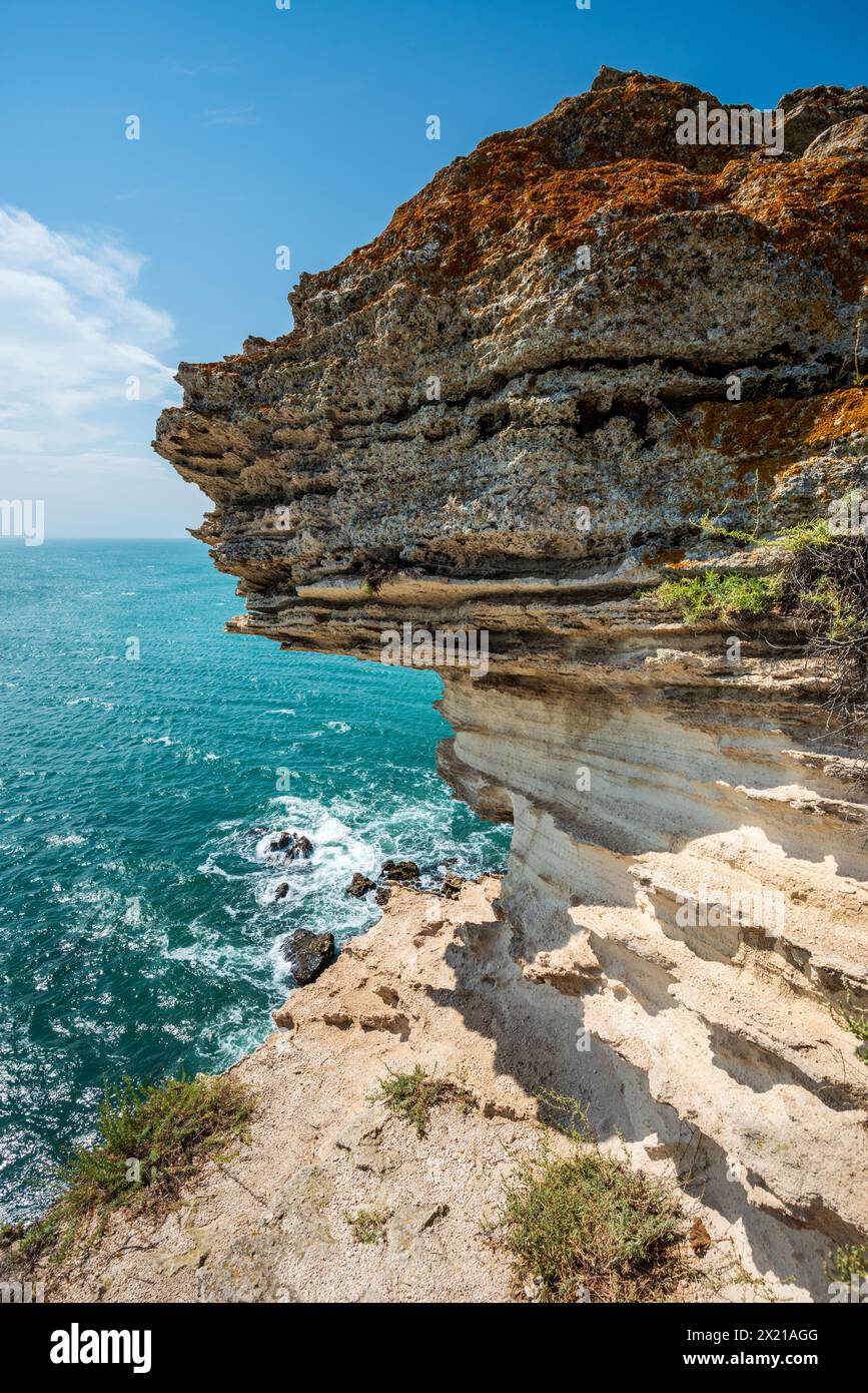 Landscape at Cape Kaliakra on the Black Sea coast in Dobruja region ...