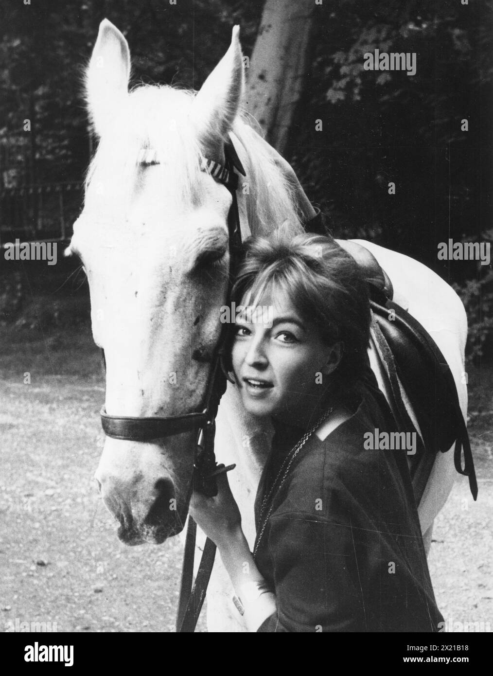 Wangenheim, Karin von, 29.10.1937 - 16.4.2019, German artist (painter) and actress, with horse, 1960s, ADDITIONAL-RIGHTS-CLEARANCE-INFO-NOT-AVAILABLE Stock Photo