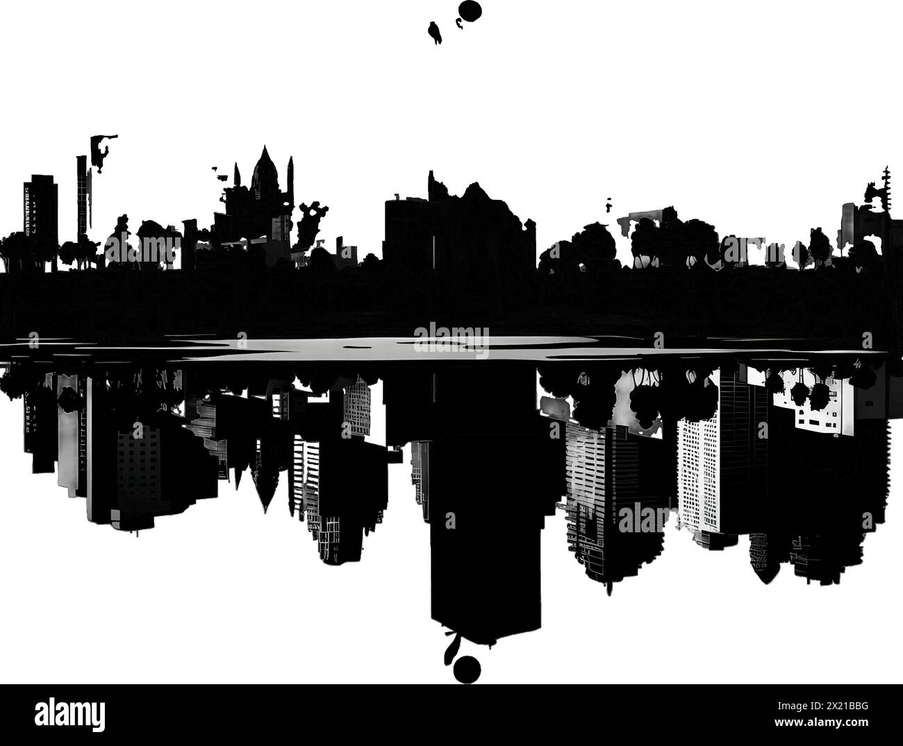 Vector illustration of city skylines in black silhouette against a clean white background, capturing graceful forms. Stock Vector