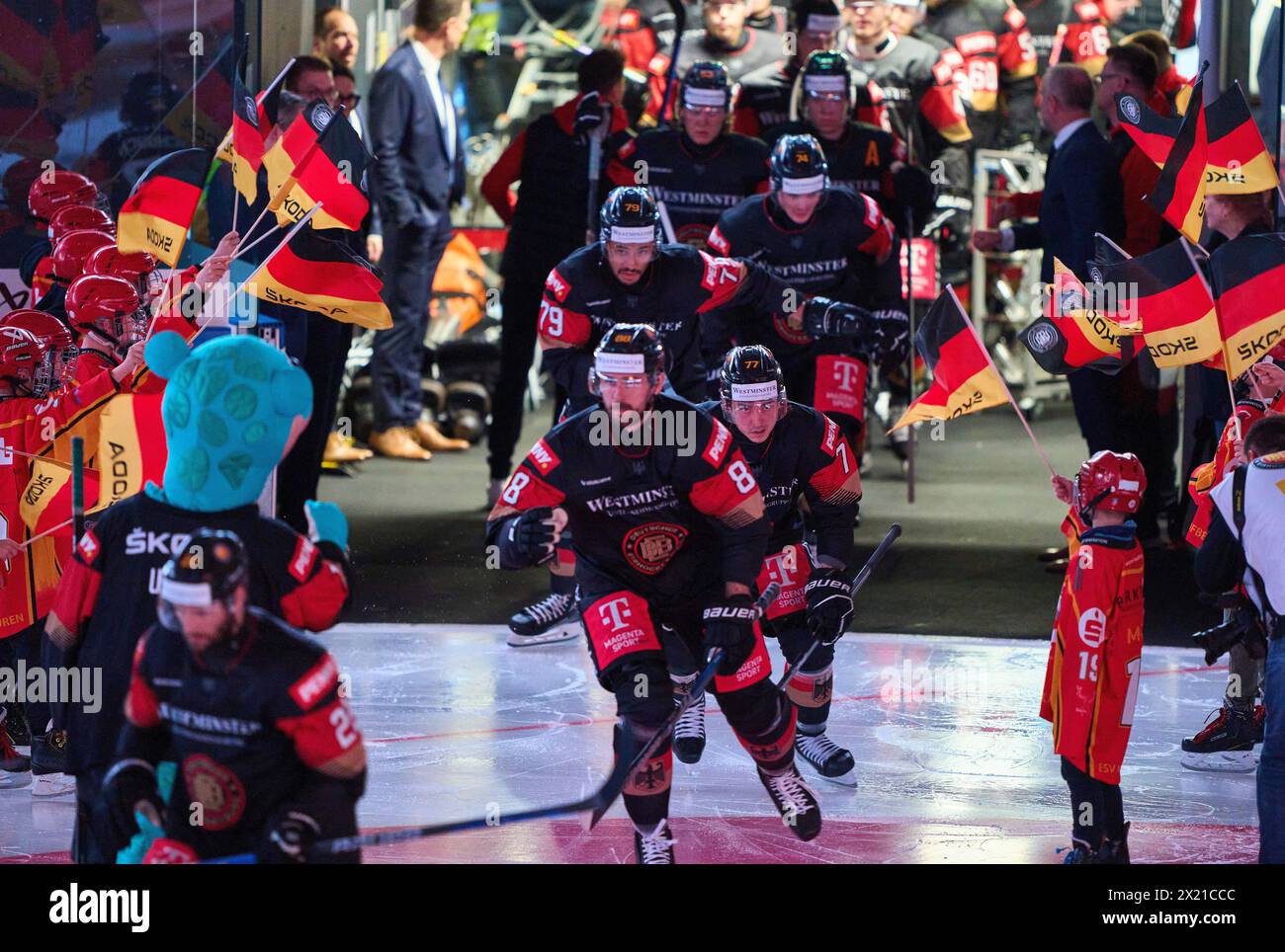 Daniel Fischbuch Nr.77 of Germany  in the match GERMANY - SLOVAKIA 7-3 Friendly match DEB ICE HOCKEY, World Championship 2024 preparation in Kaufbeuren Germany, Apr 18, 2024,  Season 2023/2024, Slowakei,  Photographer: ddp images / star-images Stock Photo